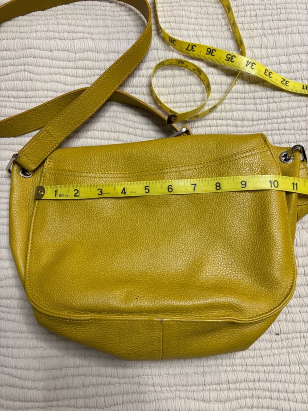 Longchamp Yellow Pebbled Leather Crossbody Bag - Picture 4 of 8